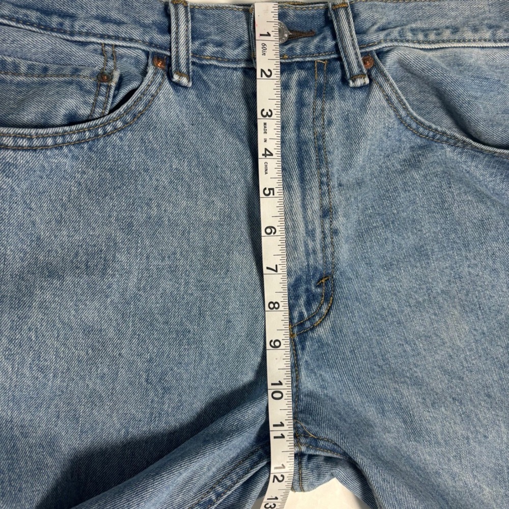 Levis 505 Regular Fit Jeans Mens 34x32 Light Wash Blue Straight Leg Denim - Picture 7 of 11